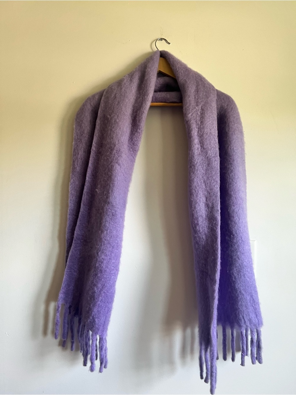 Talbots Lavender Fuzzy Fringe Scarf